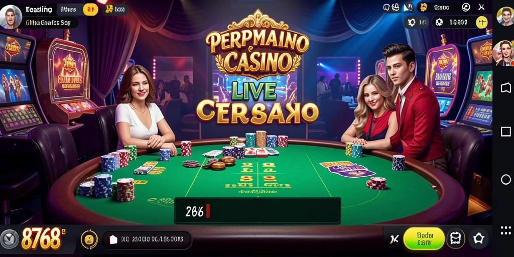 Screenshot gameplay Live Casino dengan dealer langsung yang menarik.