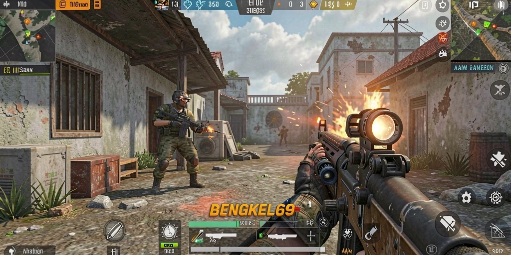 Screenshot BENGKEL69 menampilkan aksi seru dalam pertarungan FPS.