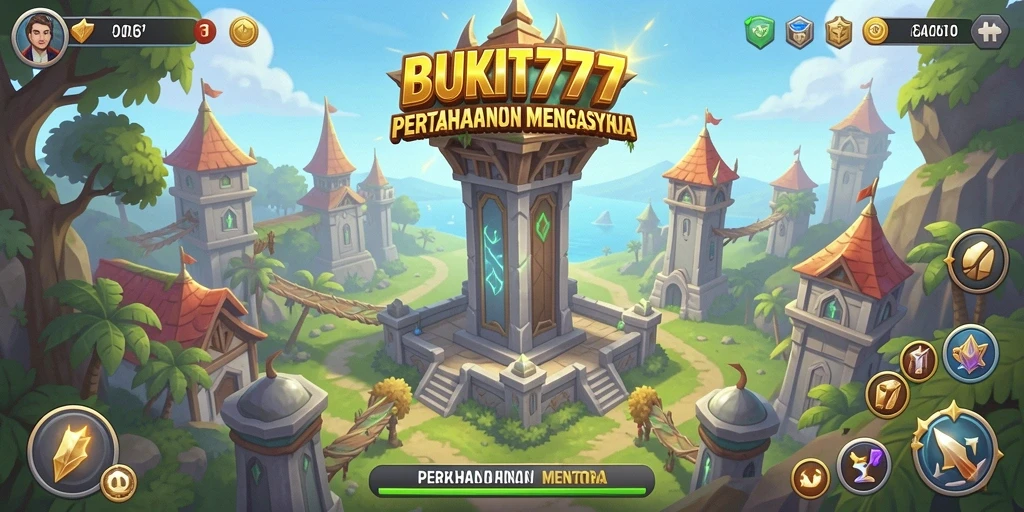 Screenshot gameplay BUKIT777 menampilkan pertempuran seru dalam Tower Defense.