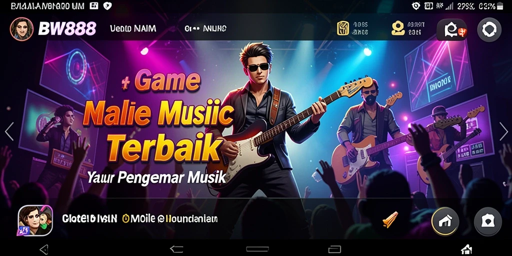 Tangkapan layar utama BW888 menunjukkan gameplay musik yang dinamis dan interaktif.