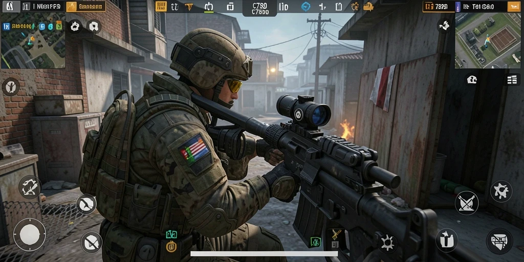 Tampilan gameplay seru C7890 dengan aksi tembak-menembak yang mendebarkan.