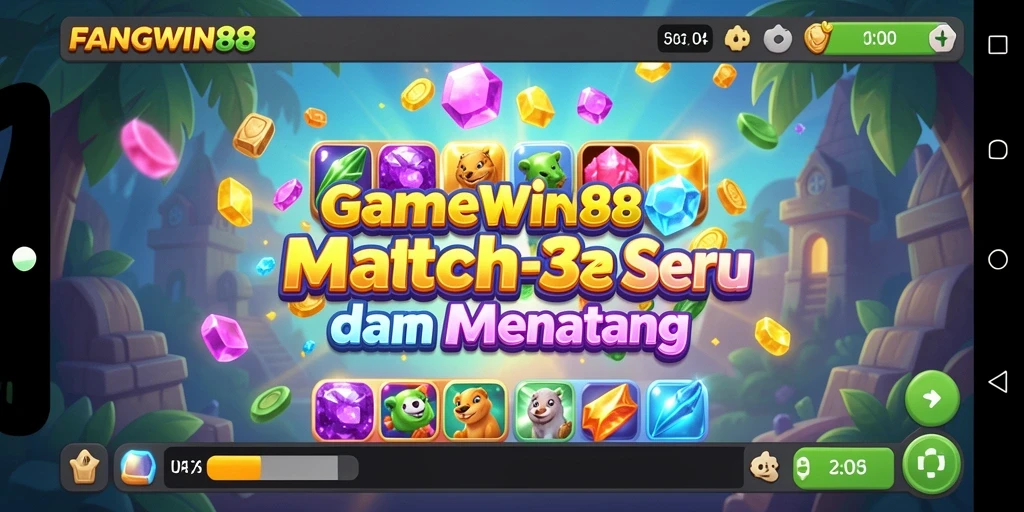 Tampilan gameplay seru FANGWIN88 dengan simbol-simbol warna-warni.