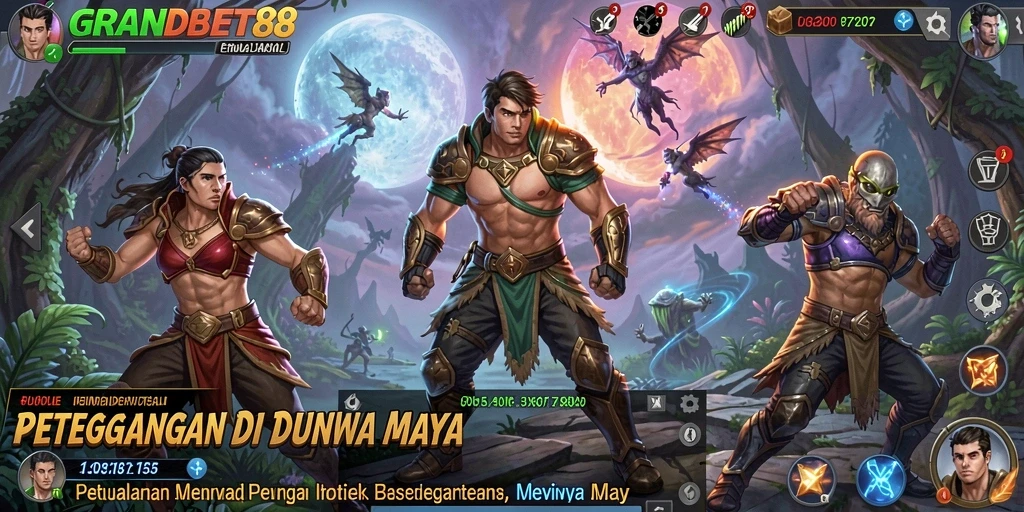 Screenshot utama GRANDBET88 menampilkan aksi penuh warna dalam dunia petualangan.