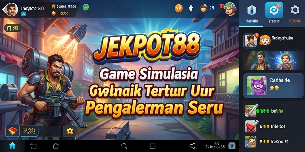 Tampilan gameplay JEKPOT88 menampilkan berbagai tantangan seru dalam simulasi.