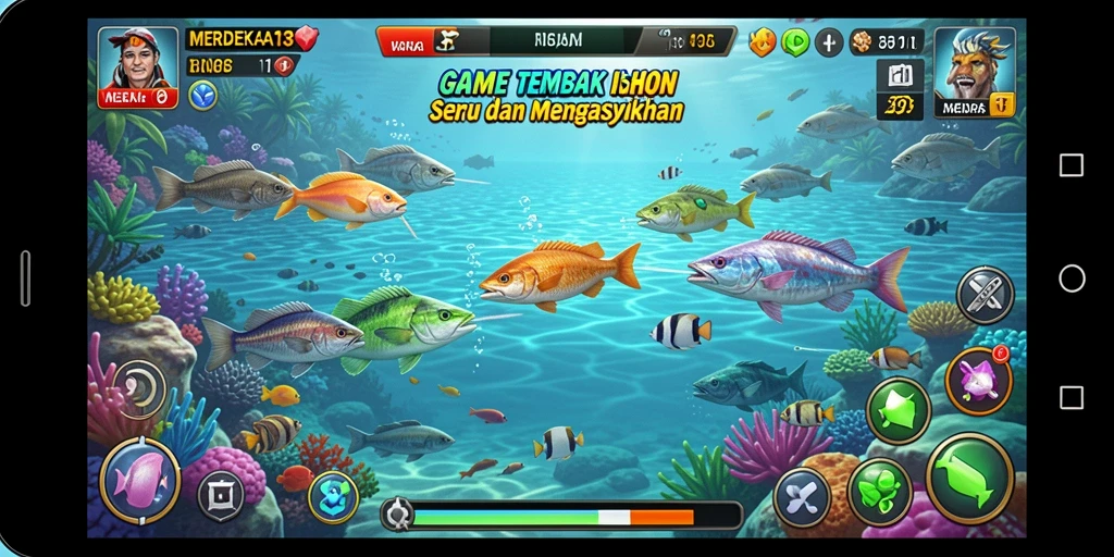 Tampilan menarik dari gameplay Tembak Ikan di MERDEKA138.
