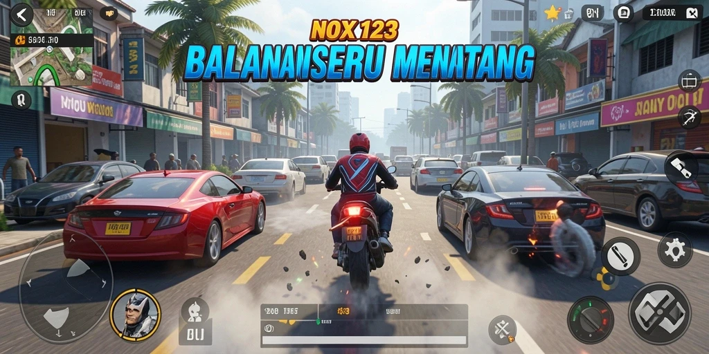 Tampilan gameplay NOX123 yang penuh aksi dan mendebarkan.