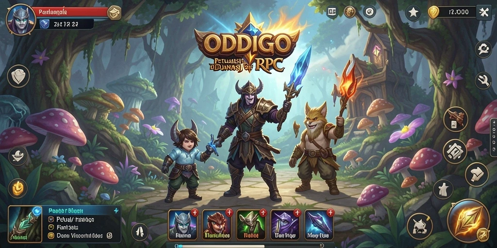 Screenshot ODDIGO menunjukkan aksi seru dalam pertempuran RPG.