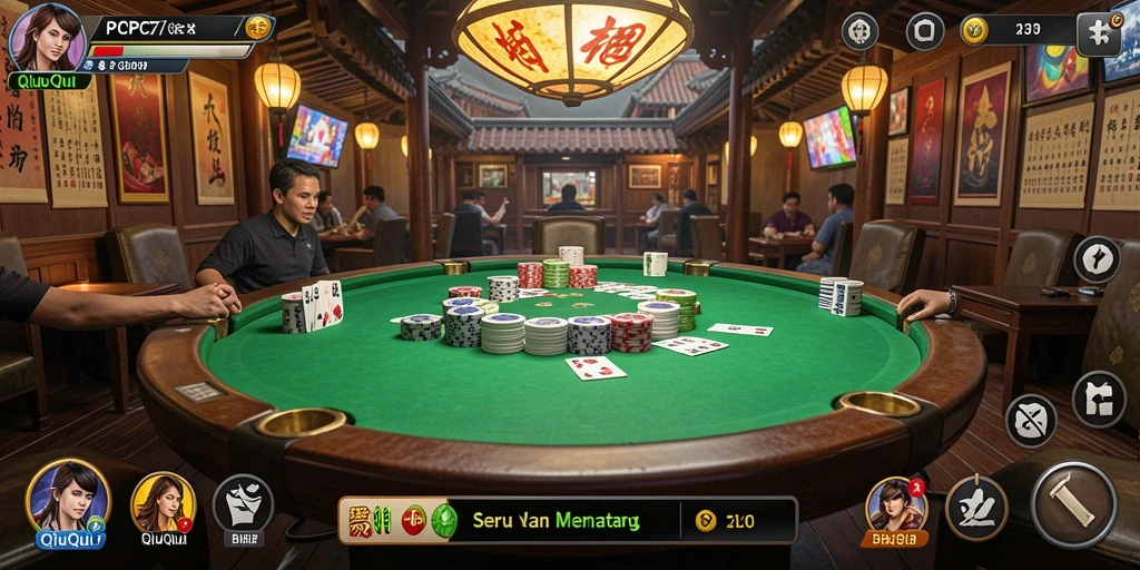 Screenshot PCPC7 menunjukkan gameplay mendebarkan dari QiuQiu.