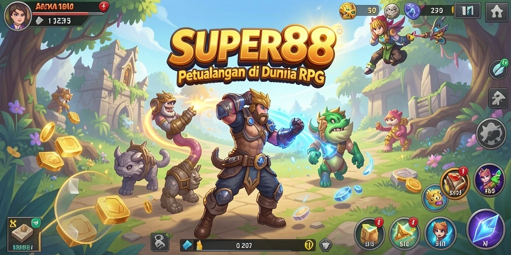 Tampilan gameplay SUPER88 yang mendebarkan dalam pertempuran RPG.