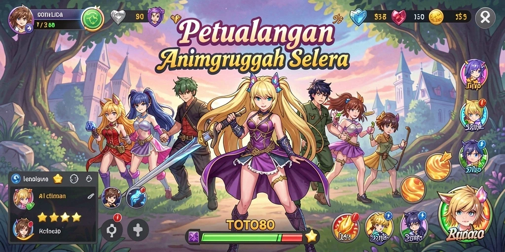Tampilan gameplay TOTO80 dengan karakter anime yang dinamis.
